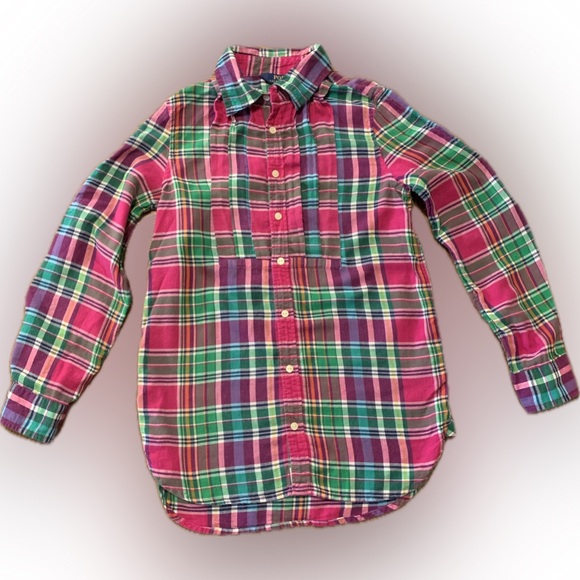 Polo Ralph Lauren Girls Plaid Flannel Cotton Button Down Collar Shirt Tunic 12 - Picture 10 of 10